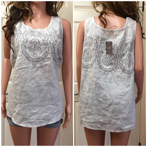 J. Jill Tops - J. Jill linen laser cut sleeveless top